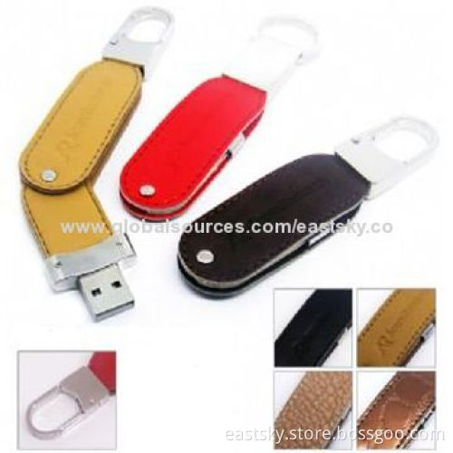 Promotional Leather Twist USB Flash Drive, Supports Hot-swap Capability and Plug-and-play Function